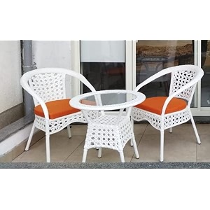candid home premium d-8 gardenbalconyterrace patio seating chair and table set outdoor furniture 2 chair 1 table white  orange