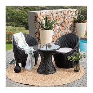 candid home premium d-8 gardenbalconyterrace patio seating chair and table set outdoor furniture 2 chair 1 table nest model blackcream