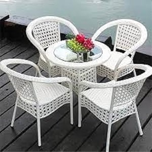 candid home premium d-8 gardenbalconyterrace patio seating chair and table set outdoor furniture 4 chair 1 table white