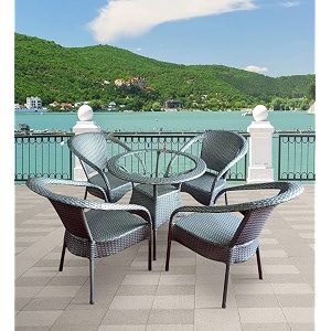 candid home premium d-8 gardenbalconyterrace patio seating chair and table set outdoor furniture 4 chair 1 table silver
