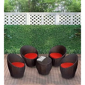 candid home premium d-8 gardenbalconyterrace patio seating chair and table set outdoor furniture 4 chair 1 table nest model blackred