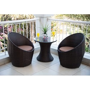candid home premium d-8 gardenbalconyterrace patio seating chair and table set outdoor furniture 2 chair 1 table nest model brownbrown
