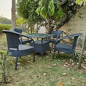 candid home premium d-8 gardenbalconyterrace patio seating chair and table set outdoor furniture 4 chair 1 table black str