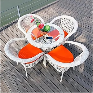 candid home premium d-8 gardenbalconyterrace patio seating chair and table set outdoor furniture 4 chair 1 table white  orange