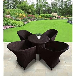 candid home premium d-8 gardenbalconyterrace patio seating chair and table set outdoor furniture 4 chair 1 table d-43 black