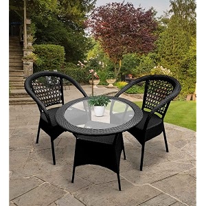 candid home premium d-8 gardenbalconyterrace patio seating chair and table set outdoor furniture 2 chair 1 table black round