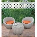 Candid Home Premium D-8 Garden/Balcony/Terrace Patio Seating Chair and Table Set Outdoor Furniture (2 Chair 1 Table, Apple Beige+Orange)