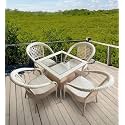 Candid Home Premium D-8 Garden/Balcony/Terrace Patio Seating Chair and Table Set Outdoor Furniture (4 Chair 1 Table, Beige Square)