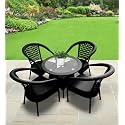 Candid Home Premium D-8 Garden/Balcony/Terrace Patio Seating Chair and Table Set Outdoor Furniture (4 Chair 1 Table, Black Round)