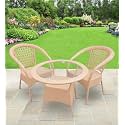 Candid Home Premium D-8 Garden/Balcony/Terrace Patio Seating Chair and Table Set Outdoor Furniture (2 Chair 1 Table, Beige Round)