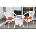 Candid Home Premium D-8 Garden/Balcony/Terrace Patio Seating Chair and Table Set Outdoor Furniture (2 Chair 1 Table, White + Orange)