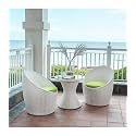 Candid Home Premium D-8 Garden/Balcony/Terrace Patio Seating Chair and Table Set Outdoor Furniture (2 Chair 1 Table, Nest Model (White+Green))