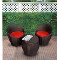 Candid Home Premium D-8 Garden/Balcony/Terrace Patio Seating Chair and Table Set Outdoor Furniture (2 Chair 1 Table, Nest Model (Black+Red))
