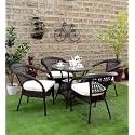 Candid Home Premium D-8 Garden/Balcony/Terrace Patio Seating Chair and Table Set Outdoor Furniture (4 Chair 1 Table, Brown+Cream)
