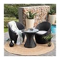 Candid Home Premium D-8 Garden/Balcony/Terrace Patio Seating Chair and Table Set Outdoor Furniture (2 Chair 1 Table, Nest Model (Black+Cream))