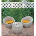 Candid Home Premium D-8 Garden/Balcony/Terrace Patio Seating Chair and Table Set Outdoor Furniture (2 Chair 1 Table, Apple Beige+Yellow)