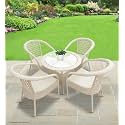 Candid Home Premium D-8 Garden/Balcony/Terrace Patio Seating Chair and Table Set Outdoor Furniture (4 Chair 1 Table, Cream)
