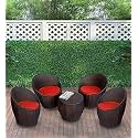 Candid Home Premium D-8 Garden/Balcony/Terrace Patio Seating Chair and Table Set Outdoor Furniture (4 Chair 1 Table, Nest Model (Black+Red))