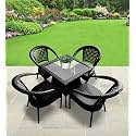 Candid Home Premium D-8 Garden/Balcony/Terrace Patio Seating Chair and Table Set Outdoor Furniture (4 Chair 1 Table, Black Square)