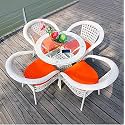 Candid Home Premium D-8 Garden/Balcony/Terrace Patio Seating Chair and Table Set Outdoor Furniture (4 Chair 1 Table, White + Orange)