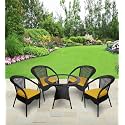 Candid Home Premium D-8 Garden/Balcony/Terrace Patio Seating Chair and Table Set Outdoor Furniture (4 Chair 1 Table, Black + Yellow)