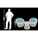 Candid Home Premium D-8 Garden/Balcony/Terrace Patio Seating Chair and Table Set Outdoor Furniture (2 Chair 1 Table, Nest Model Makda (White + SkyBlue))