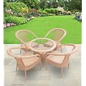 Candid Home Premium D-8 Garden/Balcony/Terrace Patio Seating Chair and Table Set Outdoor Furniture (4 Chair 1 Table, Beige Round)