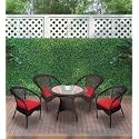 Candid Home Premium D-8 Garden/Balcony/Terrace Patio Seating Chair and Table Set Outdoor Furniture (4 Chair 1 Table, Black + Red)