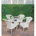 Candid Home Premium D-8 Garden/Balcony/Terrace Patio Seating Chair and Table Set Outdoor Furniture (4 Chair 1 Table, White STR)
