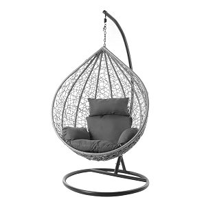 candid home single seater swing chair with stand amp cushion outdoor indoor balcony garden patio powder coated frameuv protected wicker premium cushion silver with silver cushion