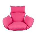 Candid Home Single Seater Swing Chair with Stand &amp; Cushion Outdoor Indoor Balcony Garden Patio, Powder Coated Frame,UV Protected Wicker, Premium Cushion (Pink with Pink Cushion)