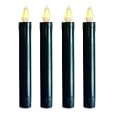6-Inch Black Battery Operated Flameless LED Taper Candles with Timer 4 Pack