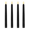 Black Battery Operated Flameless Taper Candles with Timer 9” Tall 4 PCS