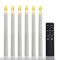 9-Inch Battery Operated Flameless LED Taper Candles w/Remote Timer 6 Pack