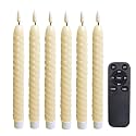 6 Real Wax Battery Operated Flameless LED Taper Candles w、 Remote &amp; Timer