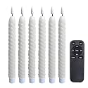 6 Real Wax Battery Operated Flameless LED Taper Candles with Remote &amp; Timer