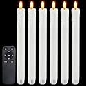 6 Real Wax Battery Operated LED Flameless Taper Candles with Remote &amp; Timer