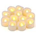 Realistic Flame LED Tea Lights 12 Pack 1.5" x 1.5", Flameless Flickering Tea Candle Battery Operated/Electric Tealights Small LED Candles for Halloween, Christmas, Lantern Decorations