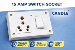 candle unbreakable 15amp switchsocketindicator combined board with box pack of 1 15 a one way electrical switch pack of 1 number of switches - 1
