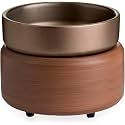 Candle Warmers ETC 2-in-1 Candle and Fragrance Warmer for Warming Scented Candles or Wax Melts and Tarts with to Freshen Room, Pewter Walnut