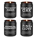 Candles for Men, 4 Pack Scented Candles, Gifts for Father Dad Day, 50 Hours Long Burning Soy Candles for Home Scented (Pine/Sandalwood/Patchouli/Oak)