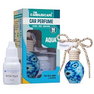 aqua car air freshener with refill  luxury car freshener made with essential oil fragrances  rubber coated designer bottle  10 ml diffuser bottle  10 ml refill