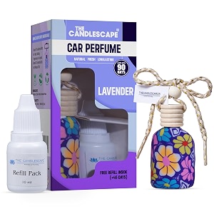 lavender car air freshener with refill  luxury car freshener made with essential oil fragrances  rubber coated designer bottle  10 ml diffuser bottle  10 ml refill