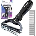 Candure Pet Friendly Dog Brush for Shedding & Effective Hair Removal Double-Sided Dematting Comb for Dogs & Cats Hair Brush for Shedding - Undercoat Rake for Dogs with Comb (Large, Dark Black)