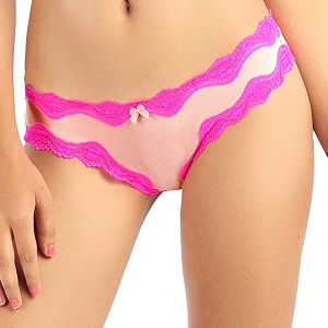 Candyskin Womens Thong Pink Panty Trim Lace