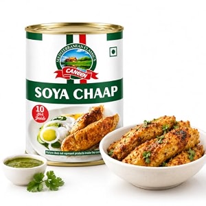 caneen fresh soya chaap 800 gm  no maida soya chaap  ready-to-cook high