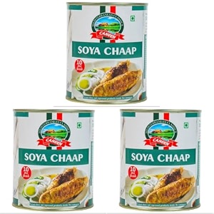 caneen soya chaap 800g  high-protein ready-to-cook veg protein  delicious nutritious soya sticks for curries grilling bbq amp tandoori starter recipes  vegetarian meat alternative pack of 3