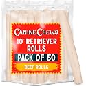 Canine Chews 10" Dog Rawhide Retriever Rolls - Rawhide Bones for Large Dogs (50 pk) - Natural Beef Dog Rawhide Chews - Single Ingredient Dog Rawhide Bones - Large Rawhide Bones for Dogs Dental Chew