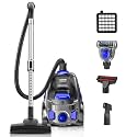 Canister Vacuum Cleaner, 40Kpa 1600W Cyclon Power Bagless Canister Vacuum Cleaners for Home, 3.7QT Large Dust Cup, Lightweight Vac for Hard Floors, Carpets, Pet Hair, Blue