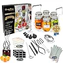Canning Supplies Starter Kit with Canning Rack,Canning Kit for Beginners 12 Pcs,Silicone Oven Gloves,Jar Lifter,Funnel,Wrench,Tongs,Lid Lifter,Bubble Popper,Labels,Ladle,Measuring Spoon-G12-Black